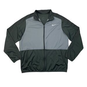 Nike Jacket Mens L Large Black Grey Rivalry Full Zip Basketball Track Warm Up